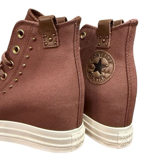 LAST Converse Women's Chuck Taylor All Star Wedge Platform Studded Western Brown - Picture 3 of 12